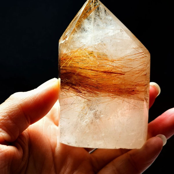 Tibetan High Altitude Clear Gold Rutilated Crystal Quartz Point 3.18 ''#20220428