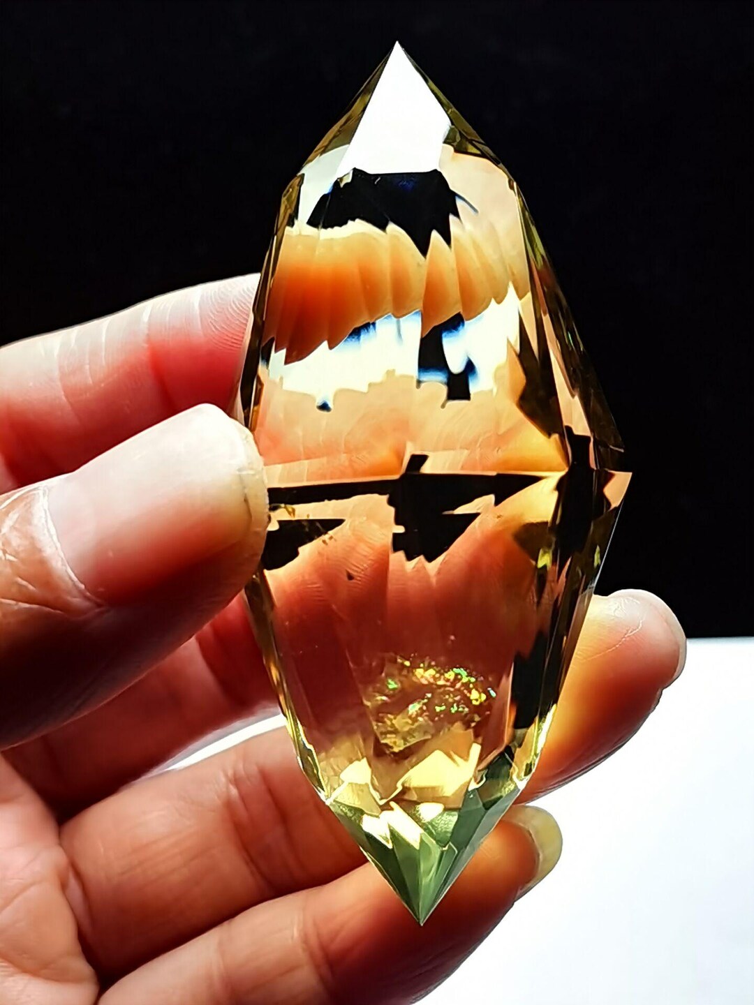 Tibetan High Altitude Crystal Clear Yellow Citrine Quartz 144 Sided Dis ...