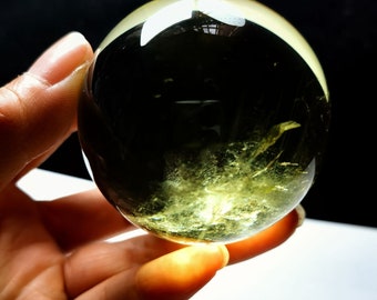 Tibet High Altitude Clear Citrine Rainbow Crystal Yellow Quartz Ball Sphere Orb Gem 2.2 inch Healing Reiki Energy Spiritual#20220904