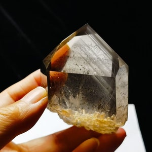 Tibetische High Altitude Klar 6-seitig Phantom Kristall Quarz Punkt 2,83 Zoll Energie Heilung Spirituell #20230826