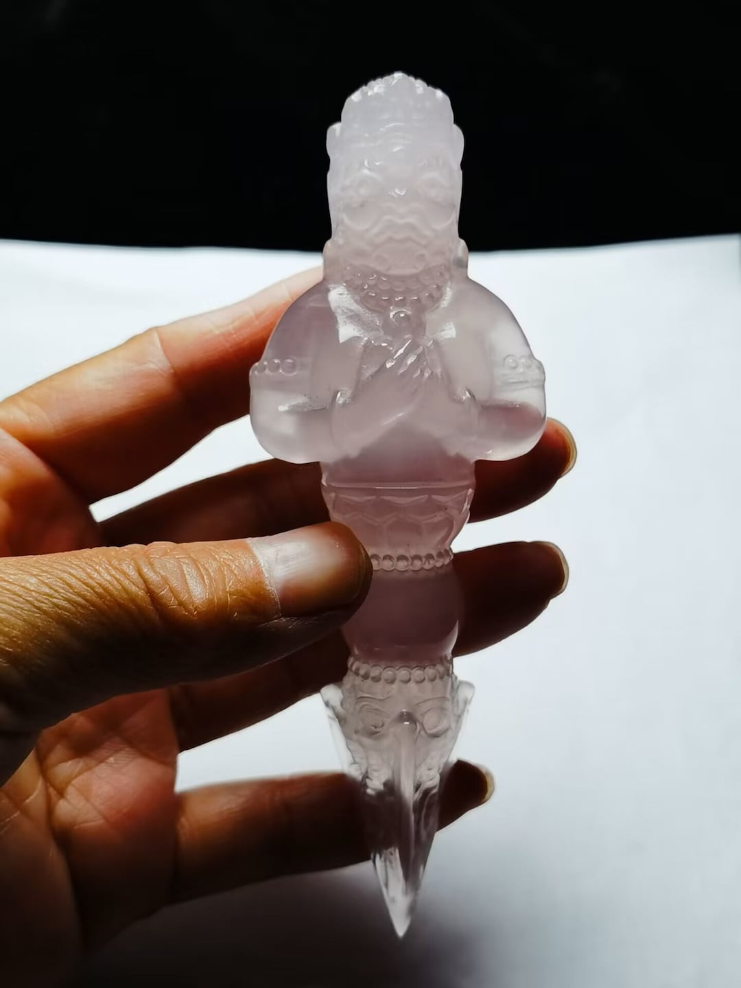 Tibetan High Altitude Rose Pink Crystal Quartz Vajra Dorje Phurba 4.56 ...