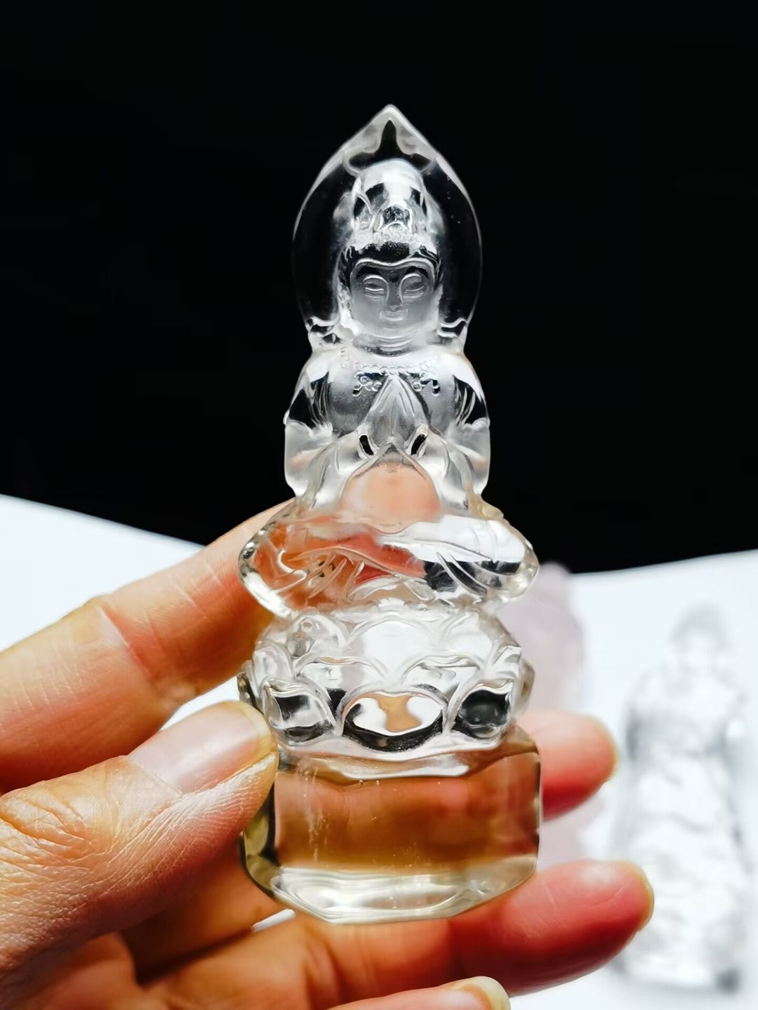 Lot - A Rose Quartz Guanyin Figurine Lot - A Rose Quartz Guanyin Figurine