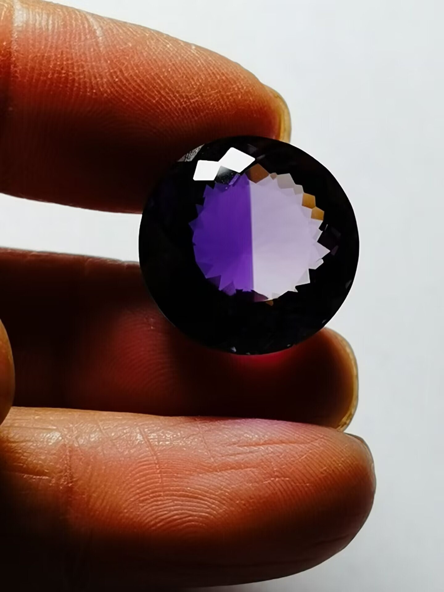 Tibetan High Altitude Clear Purple Amethyst Crystal Quartz 209 Side Diamond Cut 0.66 inch Healing Reiki Energy Spiritual #20231213