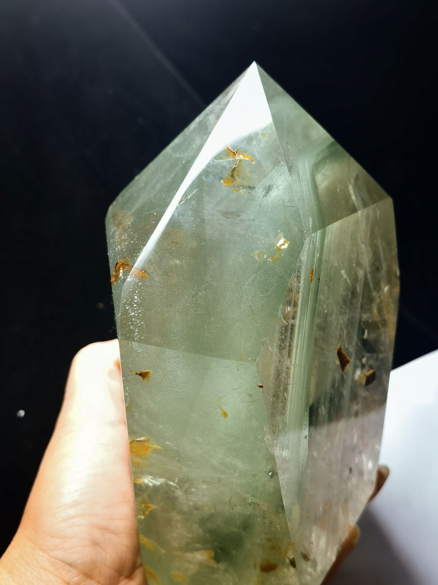 Tibetan High Altitude Green Phantom 6 Sided Crystal Point, Quartz 6.37 ...