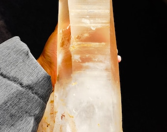 Rare Tibetan High Altitude Clear Lemurian Seed 1 Enhydro Moving Bubble Crystal Quartz 6 Sided Point 12.2 inch Energy #20231212