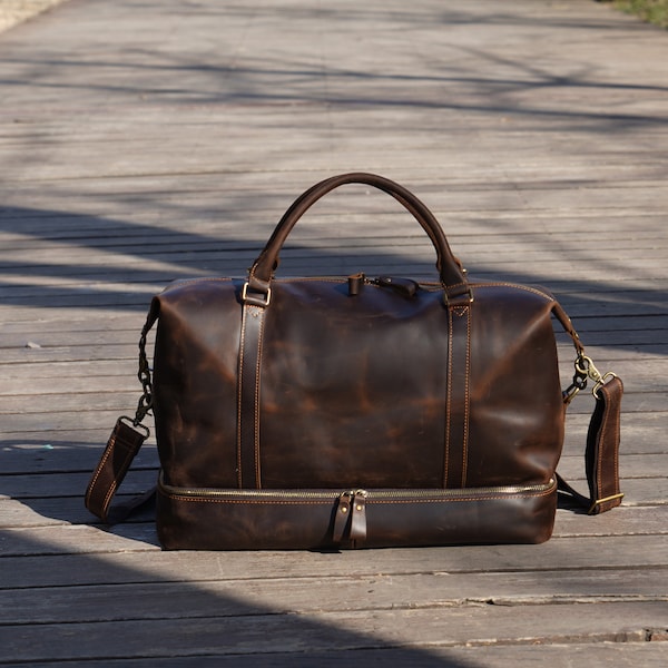 Leather Weekend Bag Etsy