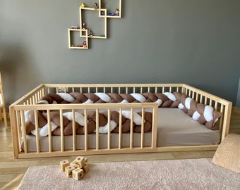 Brooklyn - Toddler Floor Bed Montessori Floor Bed, Kids Beds, Handmade Bed, Montessori Bed, Toddler Bed, Childrens Bed, W/SLATS Wooden Bed