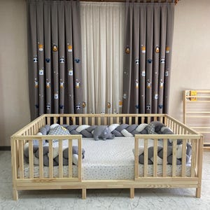 Jackson - Convertible Daybed, Toddler Low Bed, Handcrafted, Slats, Removable Rails , Natural Wood