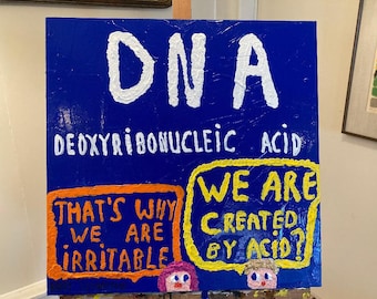 Hand painted original. I had a thought. Then I painted it. Bonus: All sides are painted. It&#39;s suitable for hanging as is.
