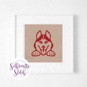 Husky Cross Stitch Pattern - Dog Cross Stitch Pattern - Silhouette Cross Stitch -Hand Embroidery - Modern Pattern  - Digital PDF File