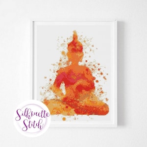 Buddha watercolor Cross Stitch Pattern  -  Cross Stitch Pattern - Hand Embroidery - Modern Pattern  - Digital PDF File