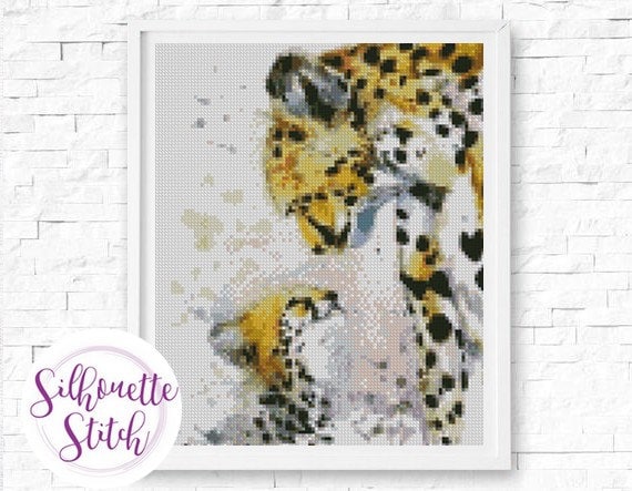 Cheetah Mom Baby Family Cross Stitch Pattern - Counted Cross Stitch ...