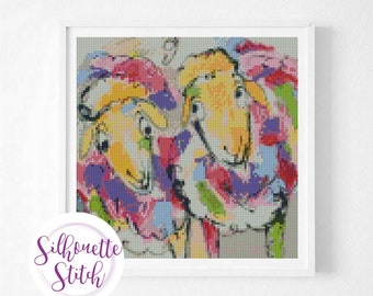 Sheep multicolor Cross Stitch Pattern - Modern Cross Stitch Pattern  - Counted Cross Stitch Pattern - Hand Embroidery - Digital PDF File