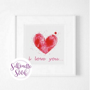 Heart watercolor Cross Stitch Pattern - Modern Cross Stitch Pattern  - Counted Cross Stitch Pattern - Hand Embroidery - Digital PDF File