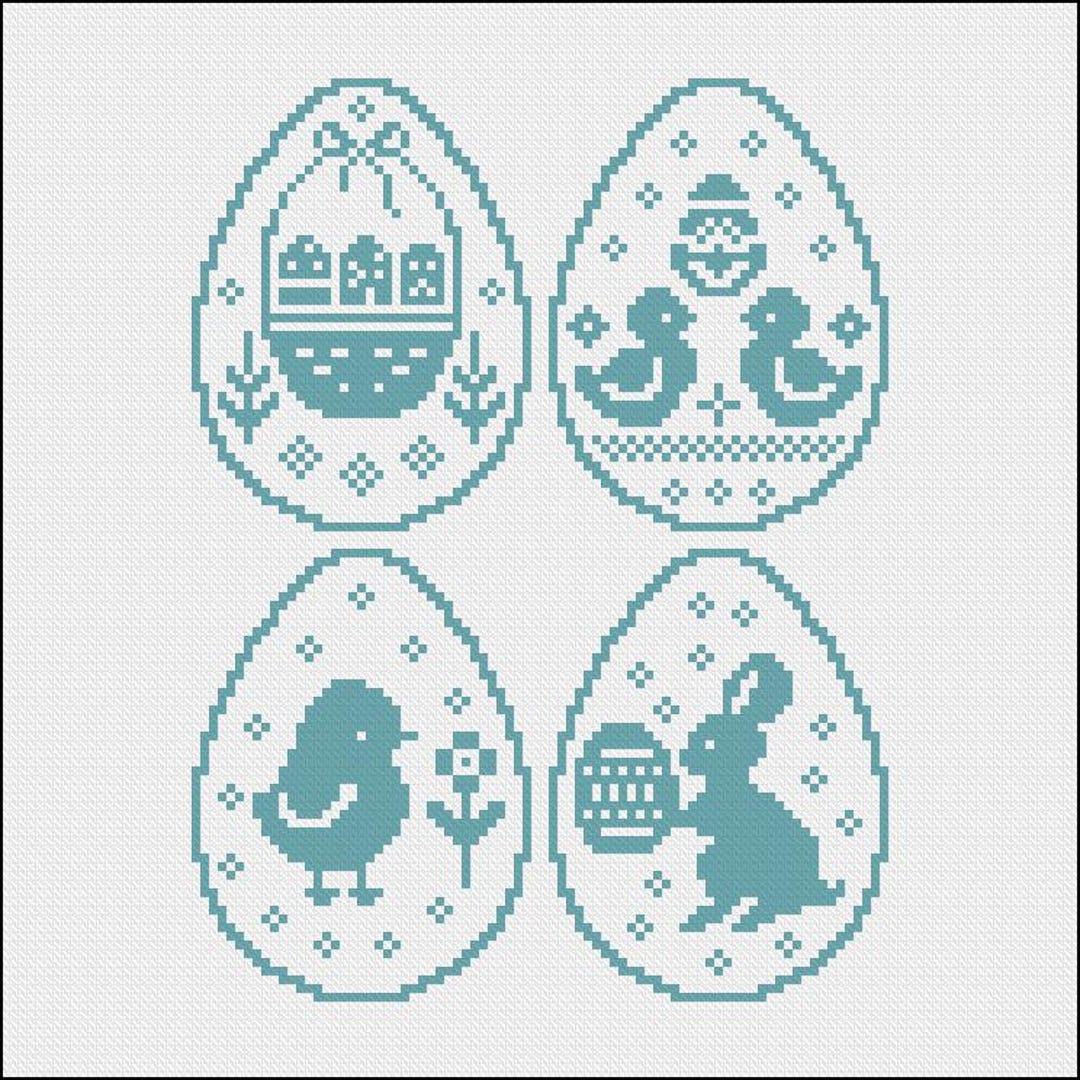 3x4" Easter Eggs Cross Stitch Pattern - Ornaments Patterns Set ...