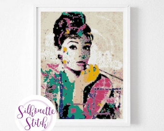 Audrey Hepburn Cross Stitch Pattern - Counted Cross Stitch Pattern - Hand Embroidery - Modern Pattern  - PDF File