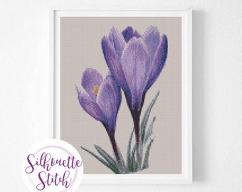 Crocuses watercolor - Cross Stitch Pattern - Counted Cross Stitch Pattern - Modern Pattern - Digital PDF File - PDF Instant Download