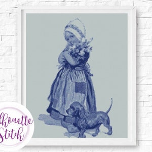 Holland tiles Girl - Counted Cross Stitch Pattern - Hand Embroidery - Modern Pattern  - PDF File