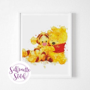 Winnie the Pooh Tiger Cross Stitch Pattern - Nursery  decor Cross Stitch Pattern - Counted Watercolor Cross Stitch Pattern