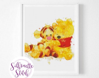 Winnie the Pooh Tiger Cross Stitch Pattern - Nursery  decor Cross Stitch Pattern - Counted Watercolor Cross Stitch Pattern