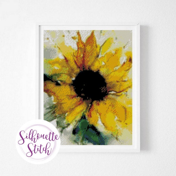 Sunflower watercolor Cross Stitch Pattern - Modern Cross Stitch Pattern