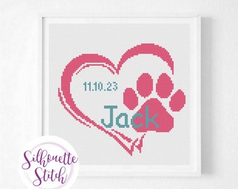 Pets Birth Announcement Cross Stitch Pattern - Modern Cross Stitch Pattern