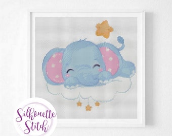 Elephant Baby Cross Stitch Pattern - Baby nursery decor - Modern Cross Stitch Pattern