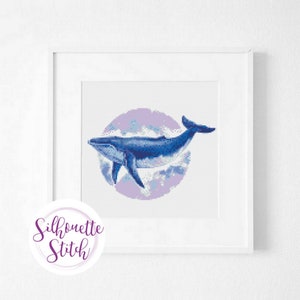 Whale  watercolor Cross Stitch Pattern -  Cross Stitch Pattern - Counted Cross Stitch Pattern - Hand Embroidery - Modern Pattern  - PDF File