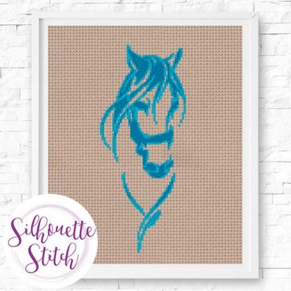 Horse Cross Stitch Pattern - Cross Stitch Pattern Silhouette - Counted Cross Stitch Pattern - Hand Embroidery - Modern Pattern  - PDF File