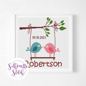 Birdies Wedding Cross Stitch Pattern - Modern Cross Stitch Pattern