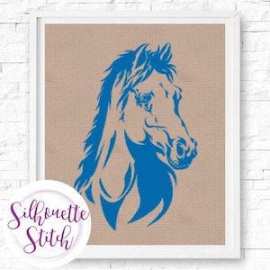Horse Cross Stitch Pattern - Cross Stitch Pattern Silhouette - Counted Cross Stitch Pattern - Hand Embroidery - Modern Pattern  - PDF File