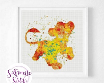 Lion King Cross Stitch Pattern - Nursery  decor Cross Stitch Pattern - Watercolor Cross Stitch Pattern - Counted Cross Stitch Pattern