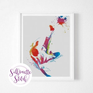 Soccer player watercolor Cross Stitch Pattern - Counted Cross Stitch Pattern - Hand Embroidery - Modern Pattern  - PDF File