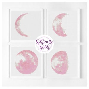 Moon phases watercolor Cross Stitch Pattern - Modern Cross Stitch Pattern