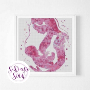 Mom & baby  Cross Stitch Pattern - Counted Cross Stitch Pattern - Hand Embroidery - Modern Pattern  - PDF File