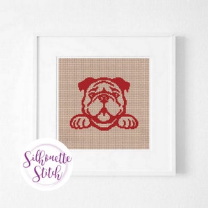 Bulldog Cross Stitch Pattern - Dog breed Cross Stitch Pattern -  Silhouette Cross Stitch -Hand Embroidery - Modern - Digital PDF File