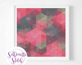 Absract Geometric  watercolor design Cross Stitch Pattern - Modern Cross Stitch Pattern