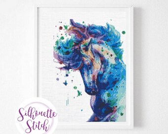 Multicolored Horse Cross Stitch Pattern - Counted Cross Stitch Pattern - Hand Embroidery - Modern Pattern  - PDF File
