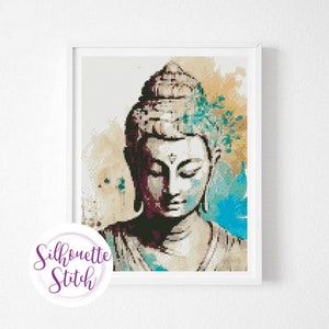 Buddha watercolor Cross Stitch Pattern  -  Cross Stitch Pattern - Hand Embroidery - Modern Pattern  - Digital PDF File