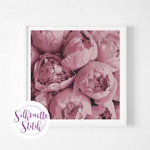 Peonies watercolor Cross Stitch Pattern - Modern Cross Stitch Pattern - Counted Cross Stitch Pattern - PDF Instant Download