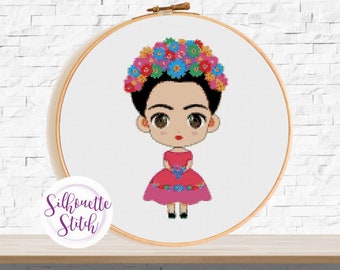 Feminism symbol Cross Stitch Pattern - Frida Kahlo -Counted Cross Stitch Pattern - Hand Embroidery - Modern Pattern  - PDF File