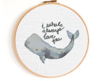 Whale Cross Stitch Pattern - Quotes Cross Stitch Pattern - Counted