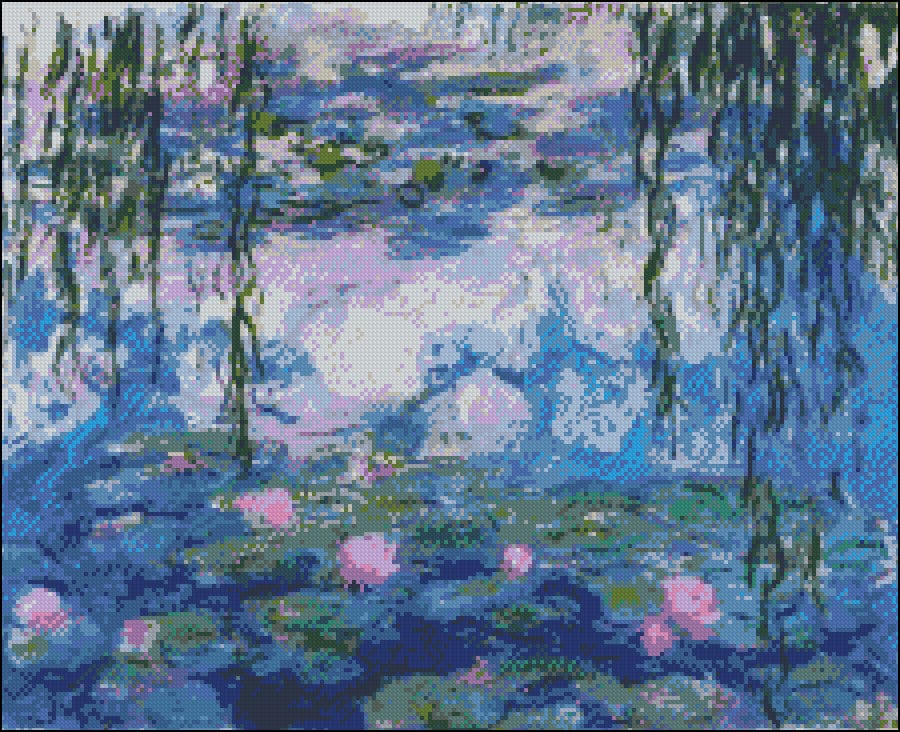 Vintage Art C.monet Water Lilies - Vintage Art Cross Stitch