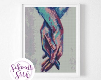 Hands watercolor Cross Stitch Pattern - Modern Cross Stitch Pattern