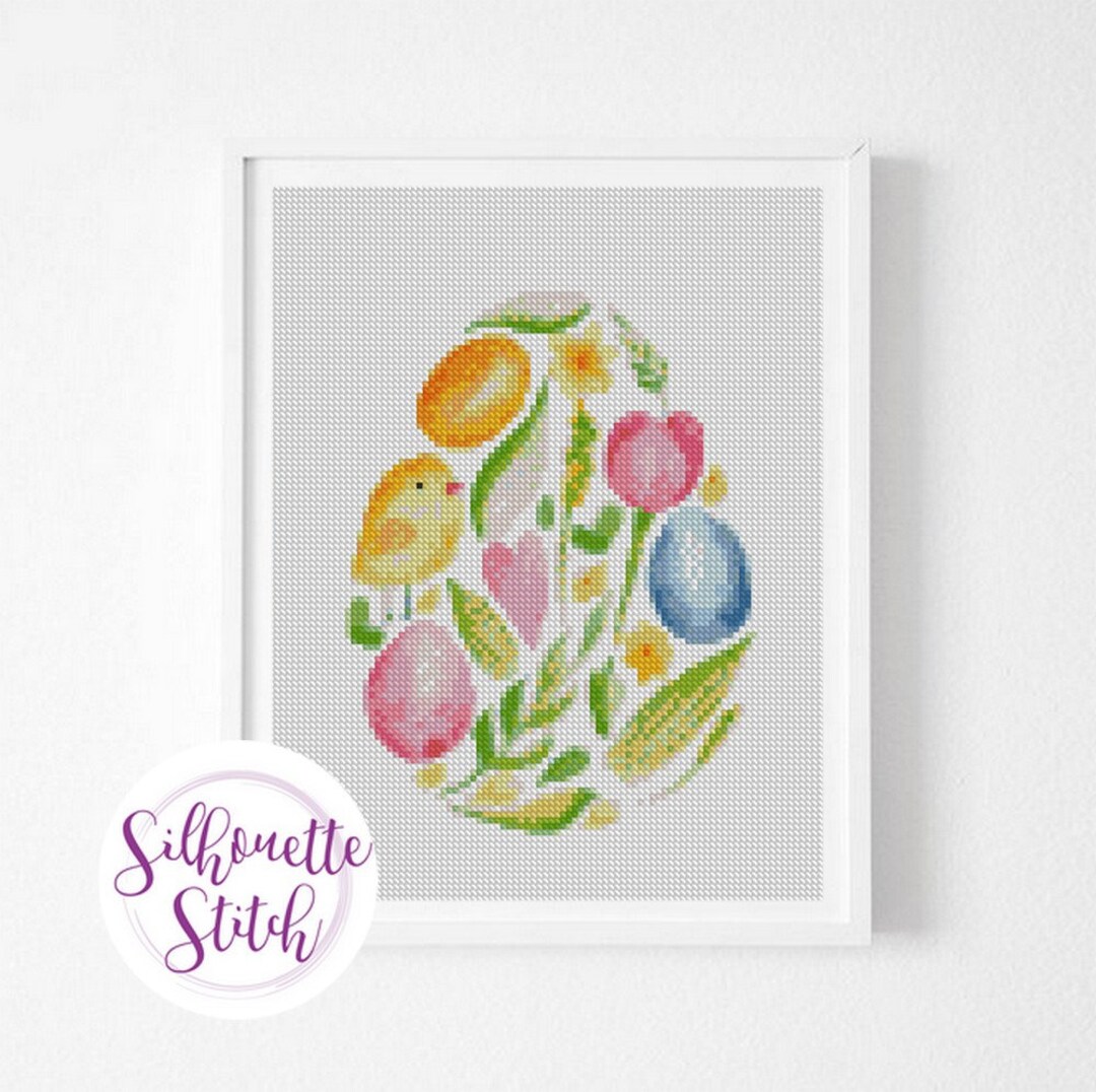 Floral Easter Egg - Happy Easter Cross Stitch Pattern - Counted Cross ...