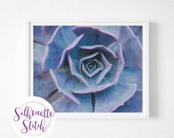 Succulent   Cross Stitch Pattern - Flower Counted Cross Stitch Pattern - Hand Embroidery - Modern Pattern  - PDF File