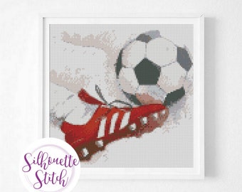 Soccer ball watercolor Cross Stitch Pattern - Counted Cross Stitch Pattern - Hand Embroidery - Modern Pattern  - PDF File