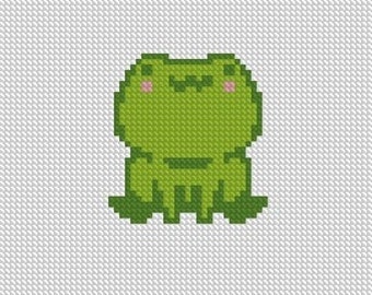 2" Frog Cross Stitch Pattern - Plastic Canvas Cross Stitch Pattern - Christmas Ornaments - Digital PDF File - PDF Instant Download