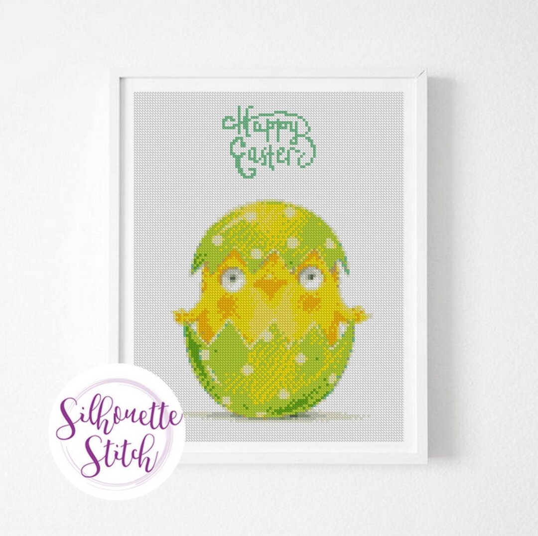 Happy Easter Cross Stitch Pattern - Easter Egg Pattern - Modern Cross ...