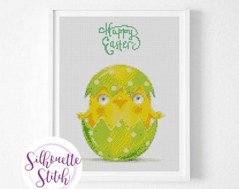 Happy easter Cross Stitch Pattern - Easter egg pattern - Modern Cross Stitch Pattern